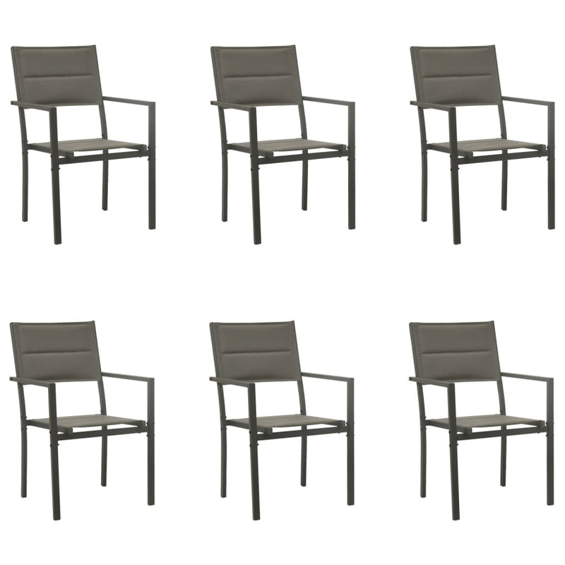 7 Piece Garden Dining Set Black Steel and Textilene