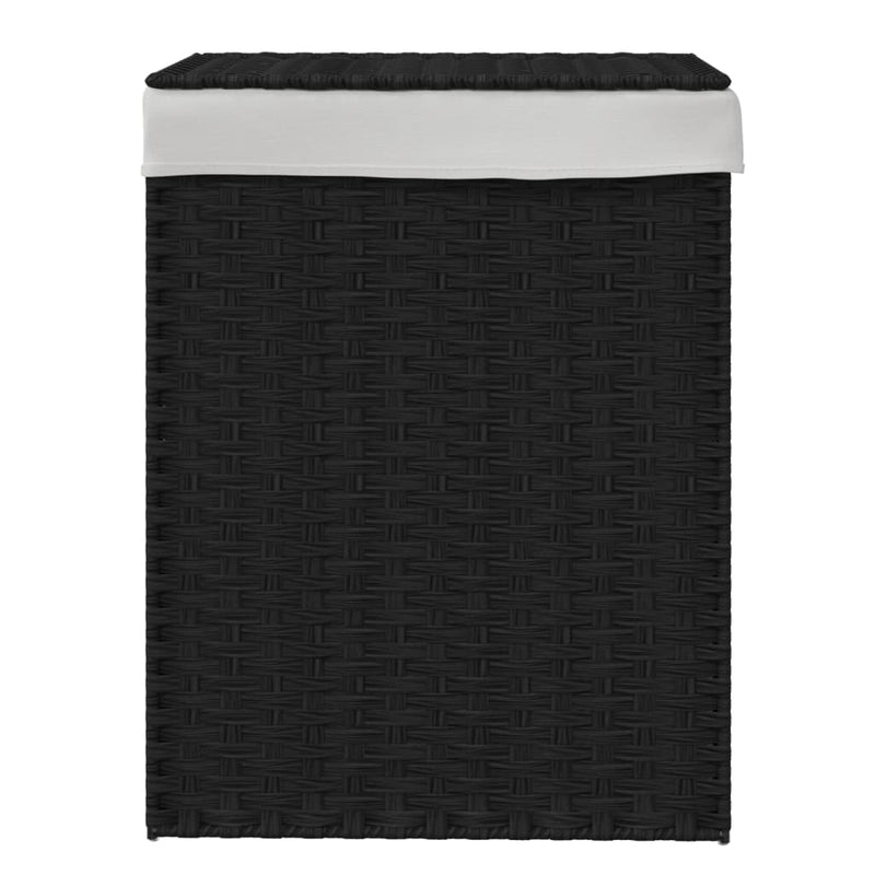 Laundry Basket with Lid Black 46x33x60 cm Poly Rattan