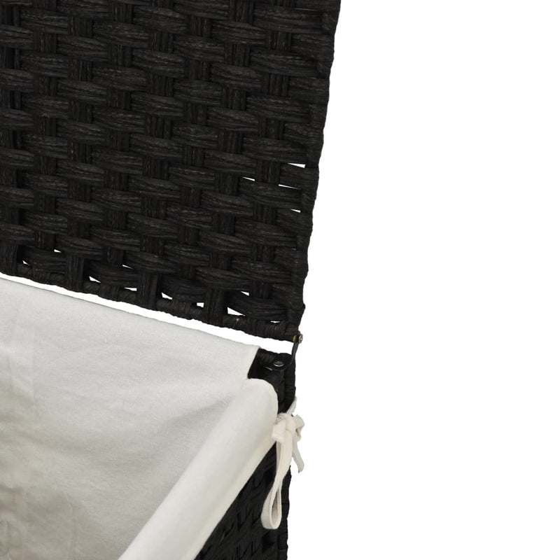 Laundry Basket with Lid Black 46x33x60 cm Poly Rattan