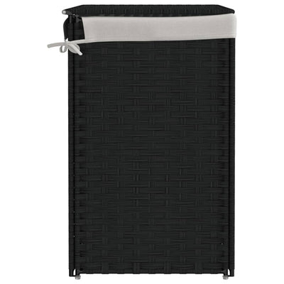 Laundry Basket with 2 Sections Black 53x35x57 cm Poly Rattan