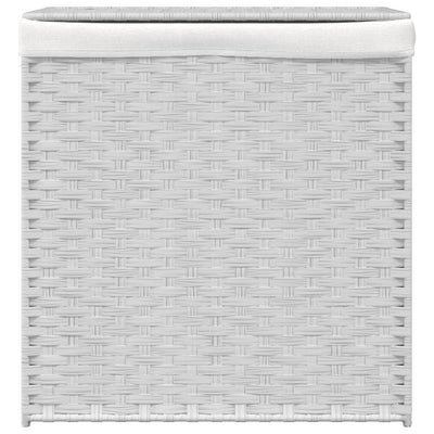 Laundry Basket with 2 Sections White 53x35x57 cm Poly Rattan