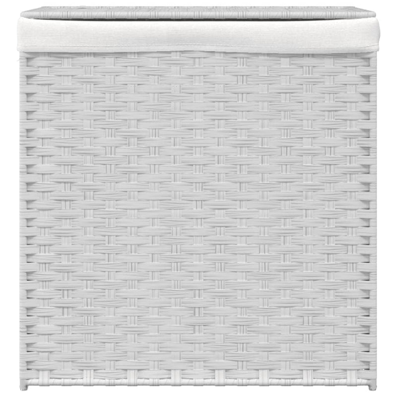 Laundry Basket with 2 Sections White 53x35x57 cm Poly Rattan