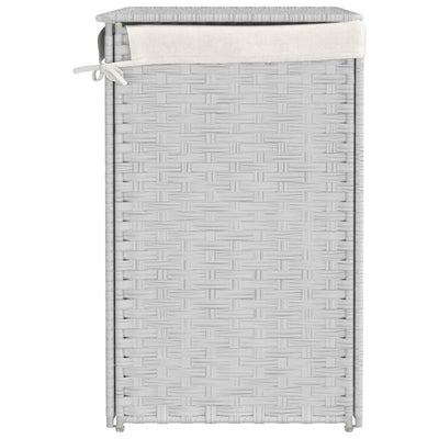 Laundry Basket with 2 Sections White 53x35x57 cm Poly Rattan