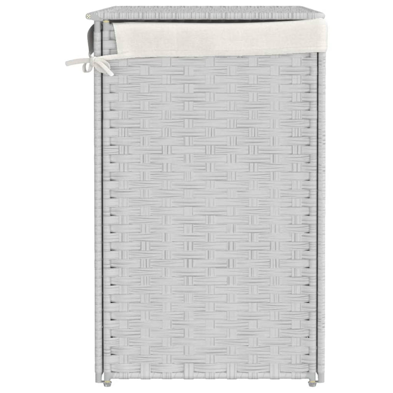 Laundry Basket with 2 Sections White 53x35x57 cm Poly Rattan