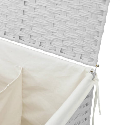 Laundry Basket with 2 Sections White 53x35x57 cm Poly Rattan