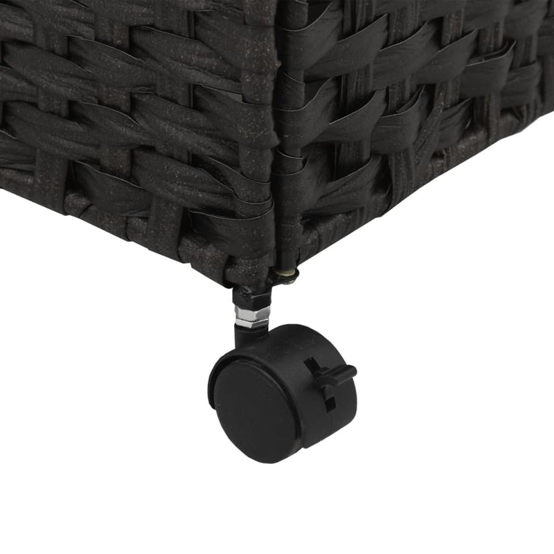 Laundry Basket with Wheels Black 60x35x60.5 cm Rattan