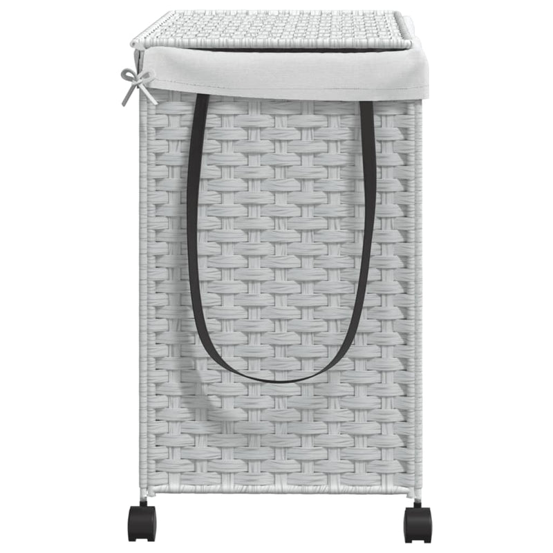 Laundry Basket with Wheels White 60x35x60.5 cm Rattan