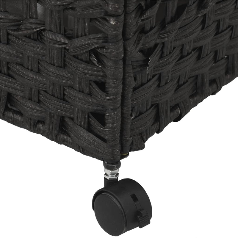 Laundry Basket with Wheels Black 66x35x60 cm Rattan