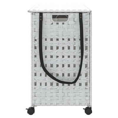 Laundry Basket with Wheels White 66x35x60 cm Rattan