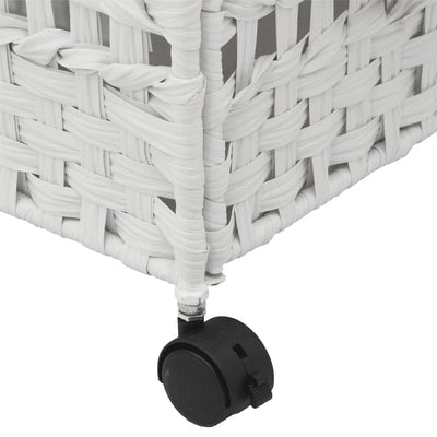 Laundry Basket with Wheels White 66x35x60 cm Rattan