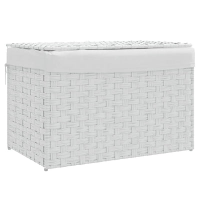 Laundry Basket with Lid White 55.5x35x34 cm Poly Rattan