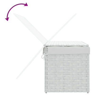 Laundry Basket with Lid White 55.5x35x34 cm Poly Rattan