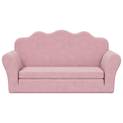 Kids' Sofa Bed 2-Seater Pink Soft Plush