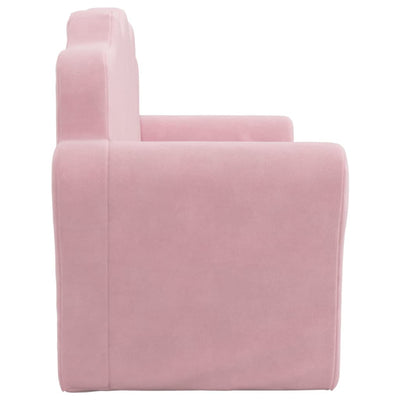 Kids' Sofa Bed 2-Seater Pink Soft Plush