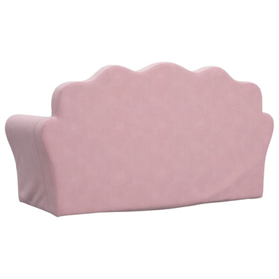 Kids' Sofa Bed 2-Seater Pink Soft Plush