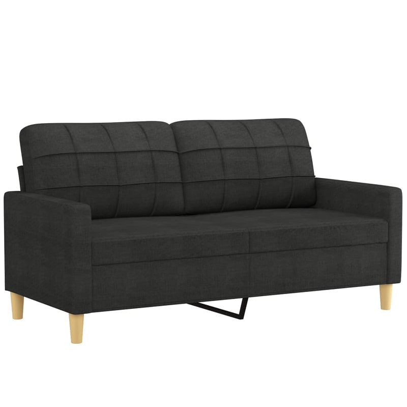 2-Seater Sofa with Throw Pillows Black 140 cm Fabric