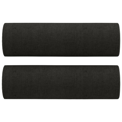 3-Seater Sofa with Throw Pillows Black 180 cm Fabric