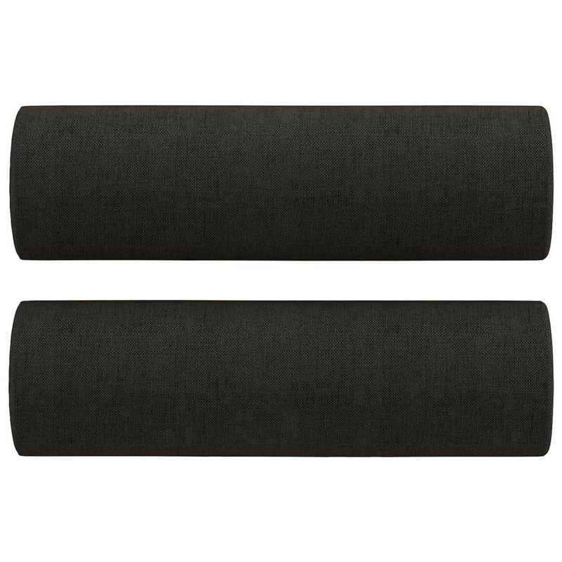 3-Seater Sofa with Throw Pillows Black 180 cm Fabric