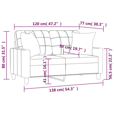 2-Seater Sofa with Throw Pillows Cappuccino 120 cm Faux Leather