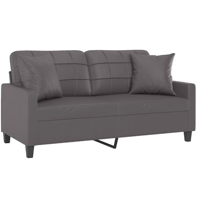 2-Seater Sofa with Throw Pillows Grey 140 cm Faux Leather