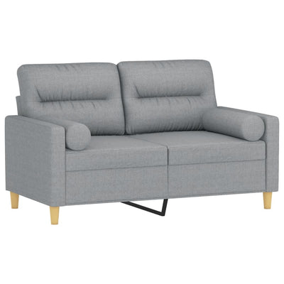 2-Seater Sofa with Throw Pillows Light Grey 120 cm Fabric