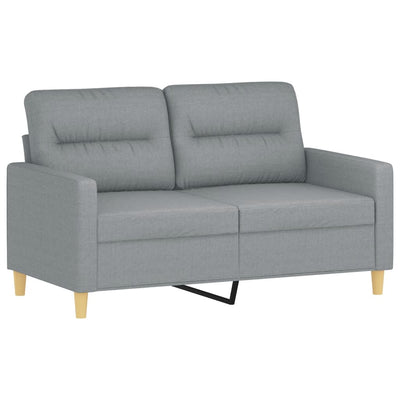 2-Seater Sofa with Throw Pillows Light Grey 120 cm Fabric