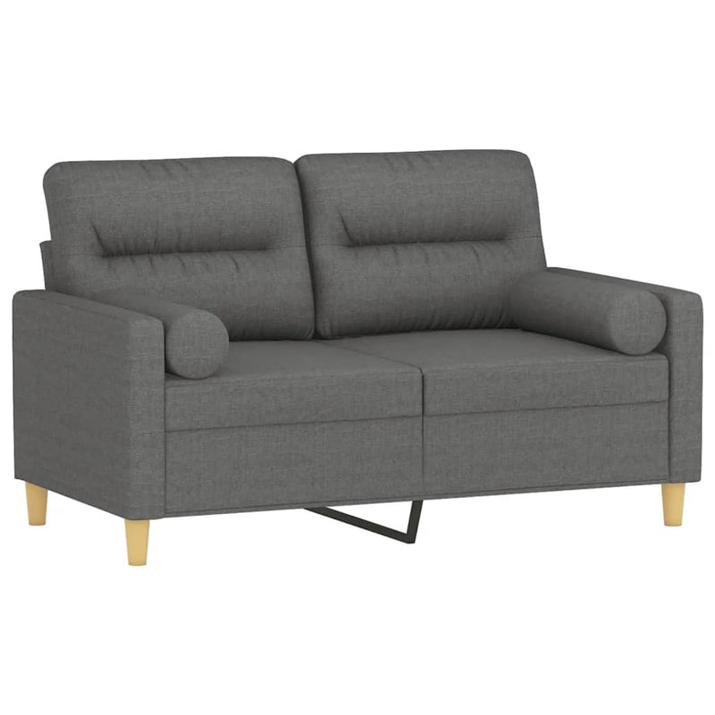 2-Seater Sofa with Throw Pillows Dark Grey 120 cm Fabric