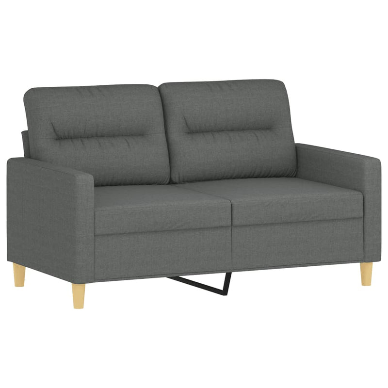 2-Seater Sofa with Throw Pillows Dark Grey 120 cm Fabric