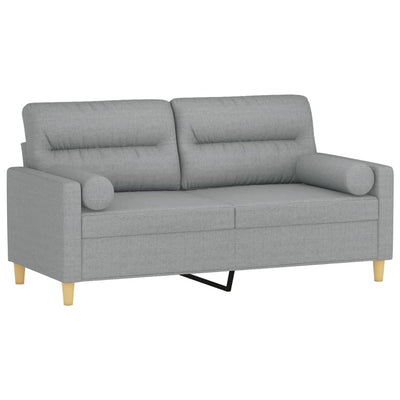 2-Seater Sofa with Throw Pillows Light Grey 140 cm Fabric