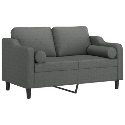 2-Seater Sofa with Throw Pillows Dark Grey 120 cm Fabric