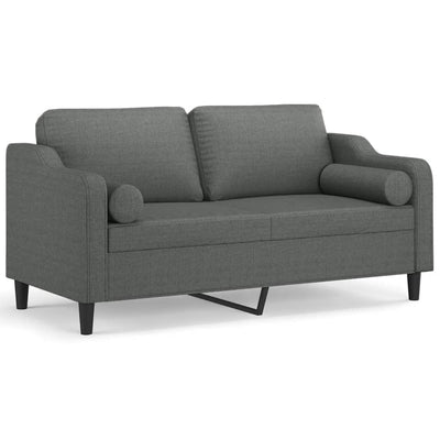 2-Seater Sofa with Throw Pillows Dark Grey 140 cm Fabric