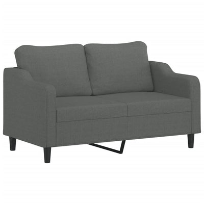 2-Seater Sofa with Throw Pillows Dark Grey 140 cm Fabric