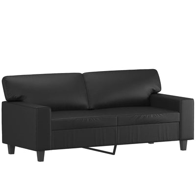 2-Seater Sofa with Throw Pillows Black 140 cm Faux Leather