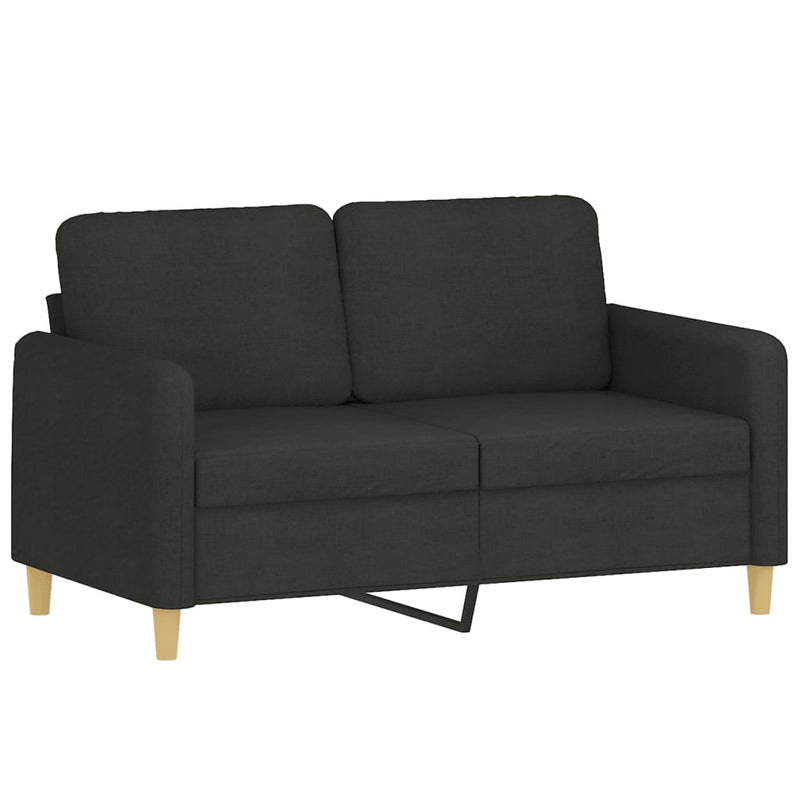 2-Seater Sofa with Throw Pillows Black 120 cm Fabric