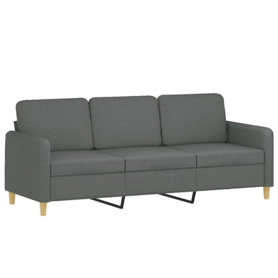 3-Seater Sofa with Throw Pillows Dark Grey 180 cm Fabric