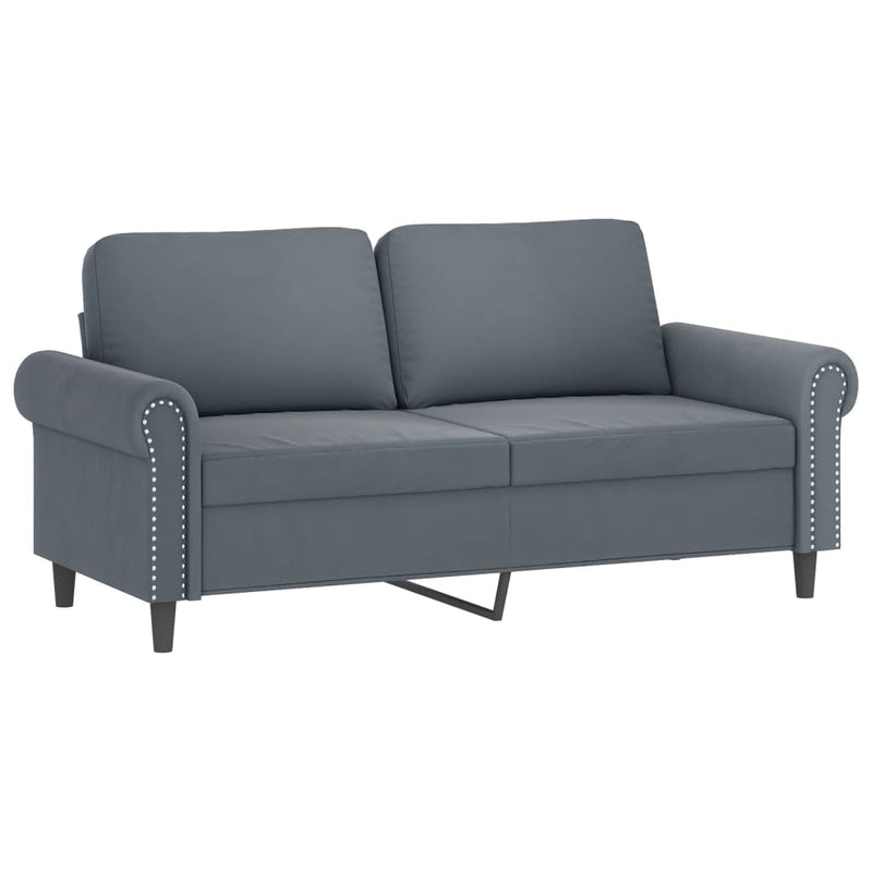 2-Seater Sofa with Throw Pillows Dark Grey 140 cm Velvet