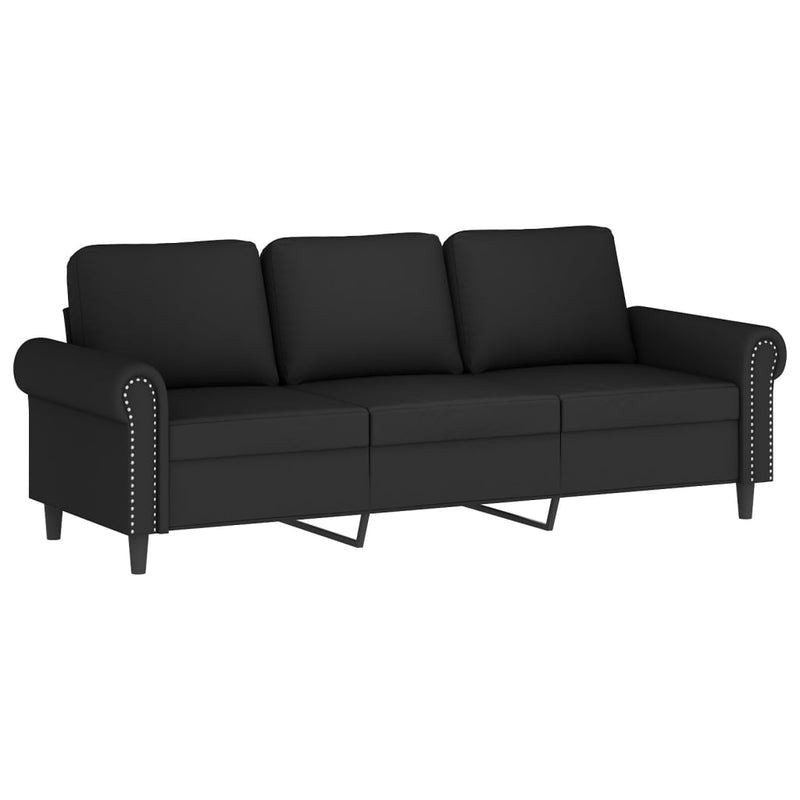 3-Seater Sofa with Throw Pillows Black 180 cm Velvet