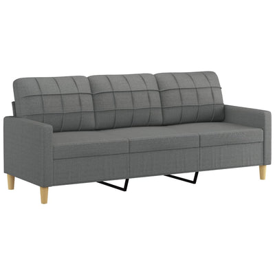 3-Seater Sofa with Footstool Dark Grey 180 cm Fabric