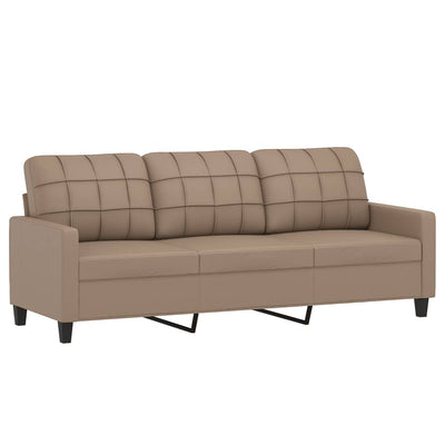 3-Seater Sofa with Footstool Cappuccino 180 cm Faux Leather