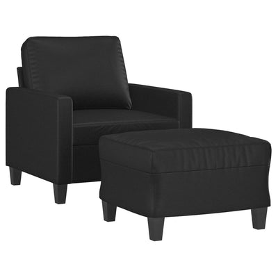 Sofa Chair with Footstool Black 60 cm Faux Leather