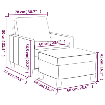 Sofa Chair with Footstool Black 60 cm Faux Leather