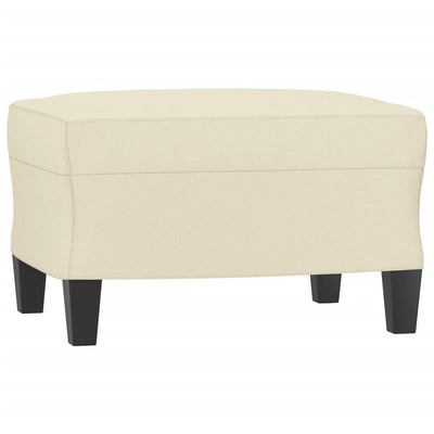 3-Seater Sofa with Footstool Cream 180 cm Faux Leather