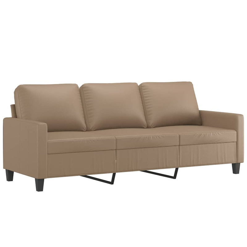 3-Seater Sofa with Footstool Cappuccino 180 cm Faux Leather