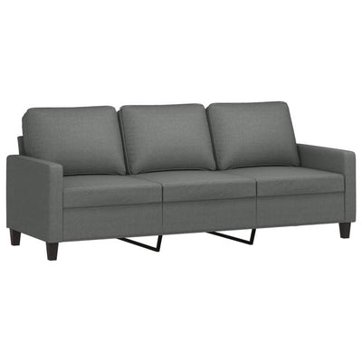 3-Seater Sofa with Footstool Dark Grey 180 cm Fabric