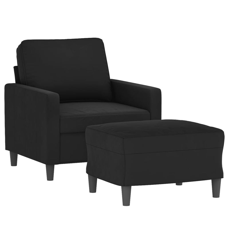 Sofa Chair with Footstool Black 60 cm Velvet