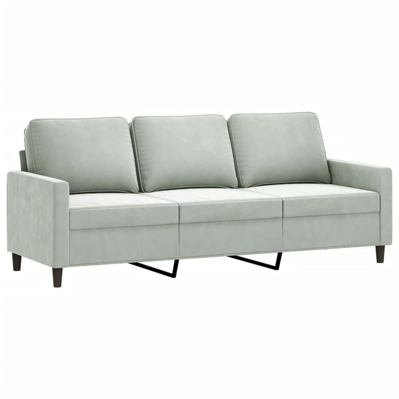 3-Seater Sofa with Footstool Light Grey 180 cm Velvet