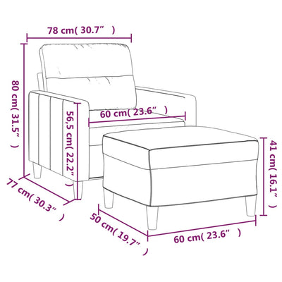 Sofa Chair with Footstool Dark Grey 60 cm Fabric