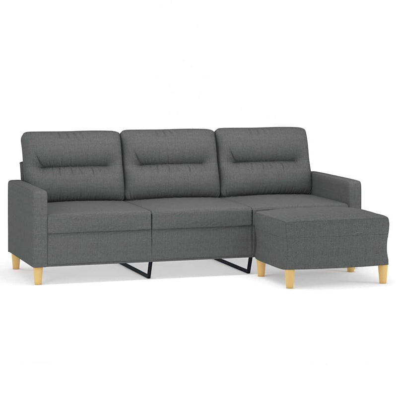 3-Seater Sofa with Footstool Dark Grey 180 cm Fabric