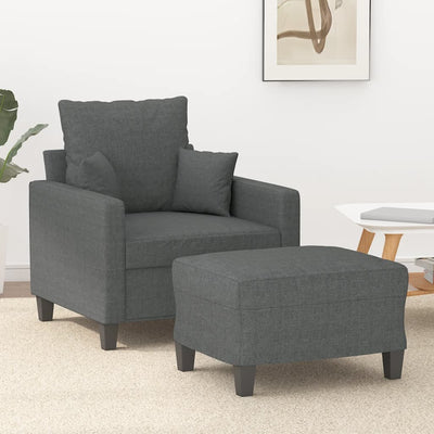 Sofa Chair with Footstool Dark Grey 60 cm Fabric