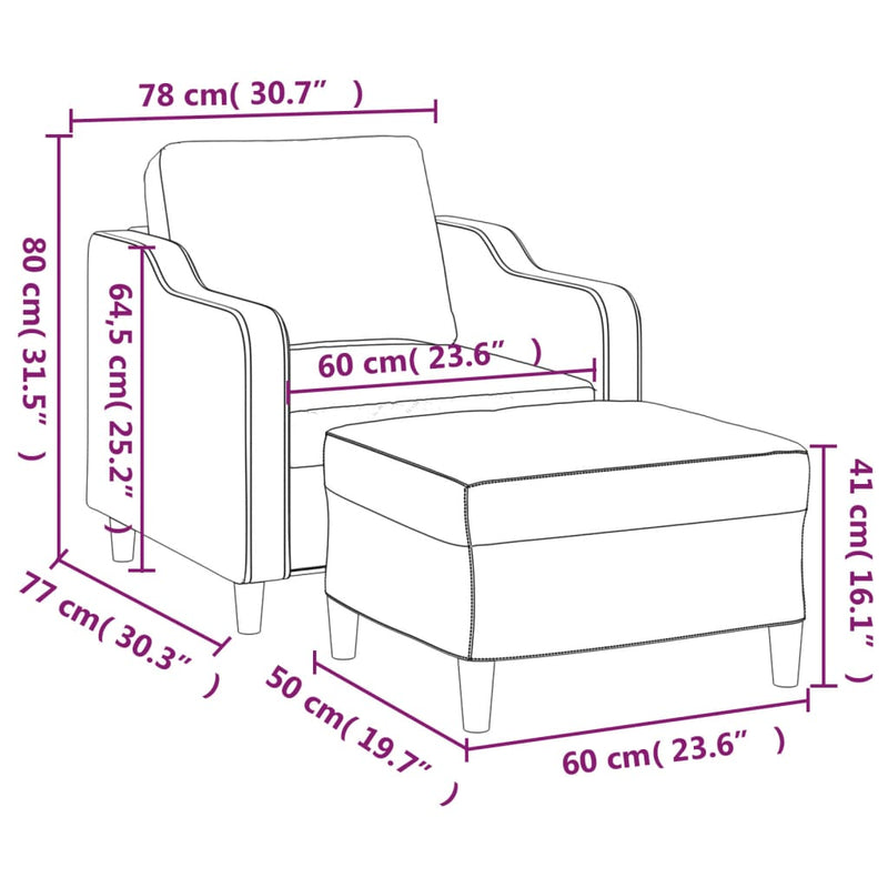 Sofa Chair with Footstool Dark Grey 60 cm Fabric